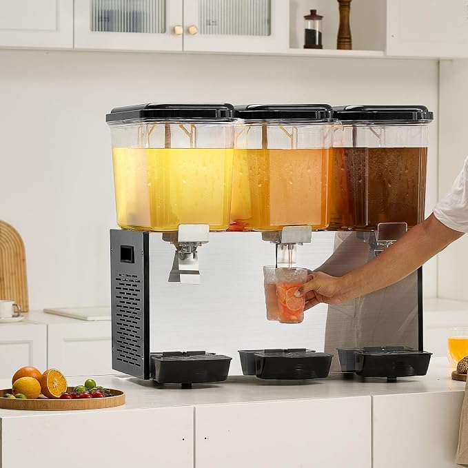 VEVOR Commercial Beverage Dispenser, 3 Tanks 18 L / 19 QT Per Tank Juice - Image 8