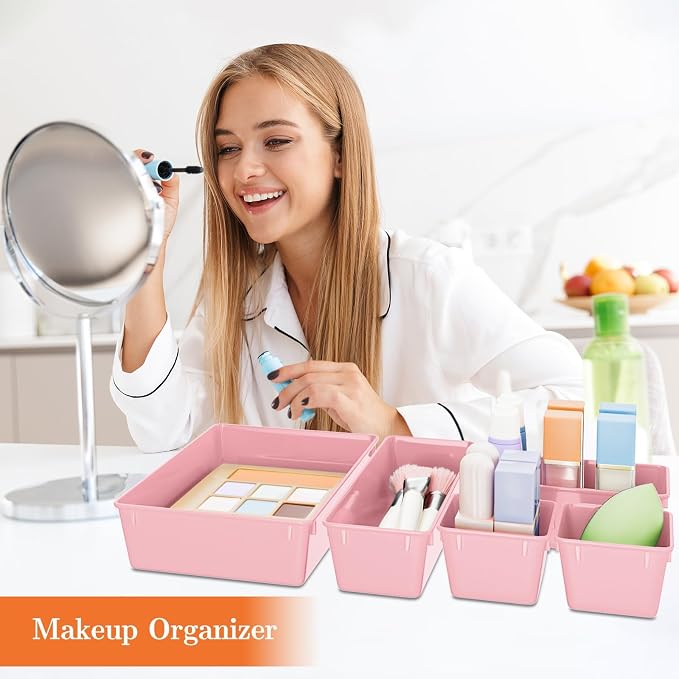 SpaceHacks 25 PCS Plastic Drawer Organizer Set, 4-Size Versatile Organizer - Image 5
