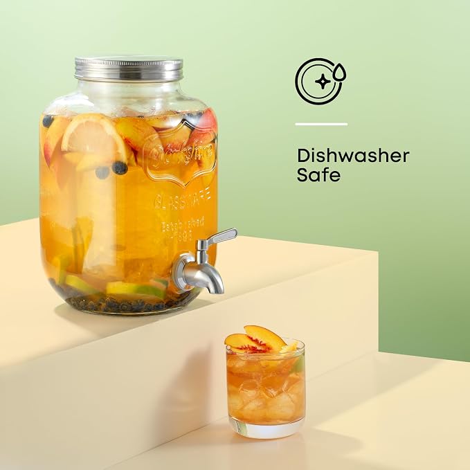 1-Gallon Drink Dispenser. Glass Beverage Dispenser - Image 6