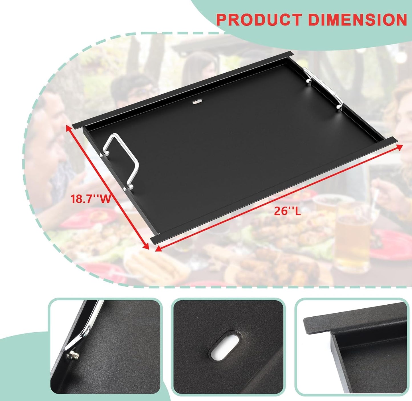 6788 Full Size Griddle Insert for Weber Genesis II 300 Series Gas Grills E330 S310 S335 E325 E315 EX315 E310 S315 EX335 SX335, Carbon Steel Flat Top Griddle for Weber Genesis II LX S/E-340 Grill Parts