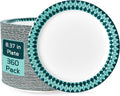 JOLLY PARTY Paper Plates Disposable, 360 Count 8.37 inch Dinner Plates, Soak Proof, Cut Proof for Everyday Use, Diamond Pattern Rim Design