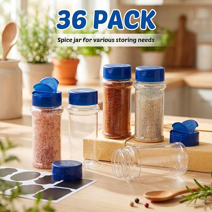 Eccliy 36 Pack 3 oz Clear Plastic Spice Jars - Image 4