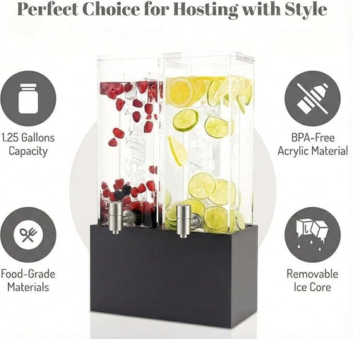 1.25 Gallon Dual Acrylic Beverage Dispenser - Image 2