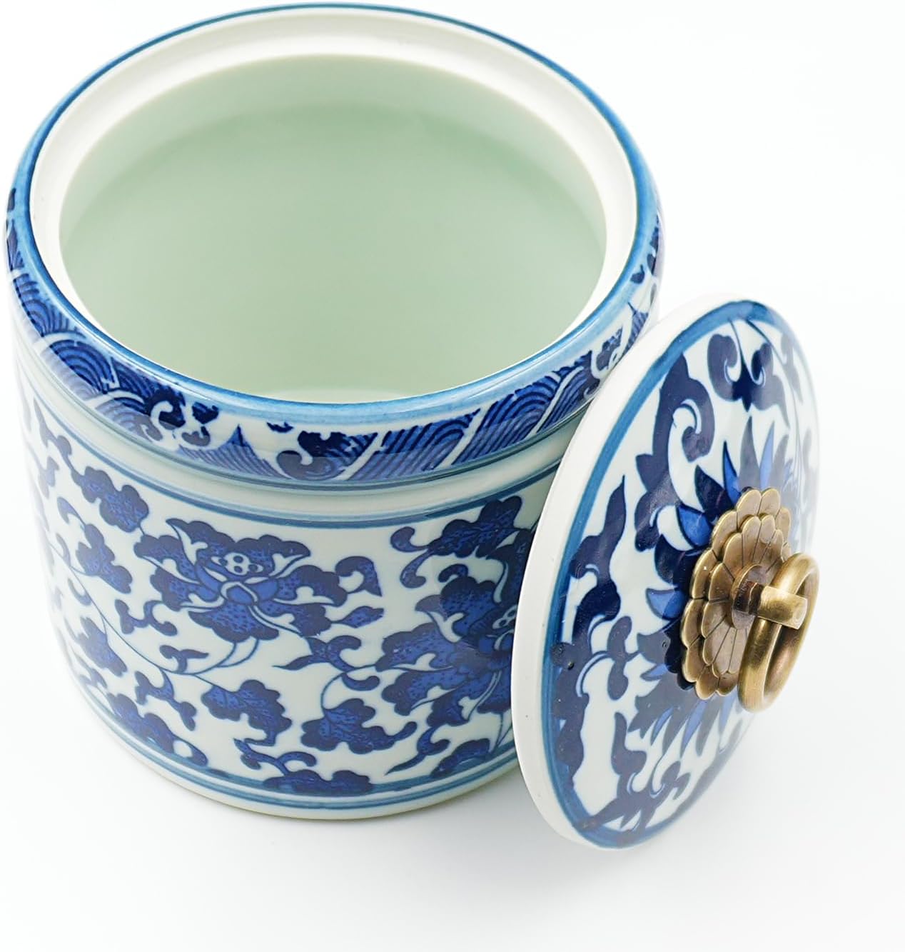 Blue and White Salt Cellar with Lid, Salt Containers for Countertop, Salt Box, Salt Holder, Salt Bow, Salt Jar, Salt Dish, Salt Well, Salt Keeper, Salt Crock