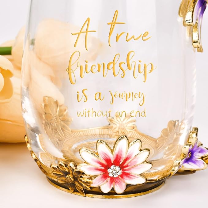 OEAGO Friendship Gifts for Women Best Tea Cup Friend Gifts for Women Flower - Image 3