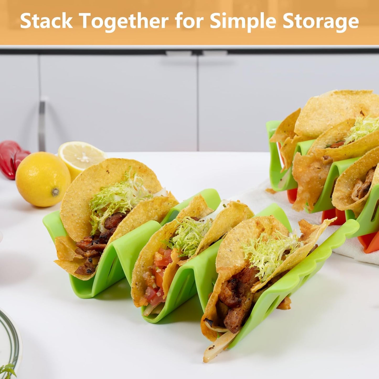 Li&Zhao Taco Holder Stands - 3 PCS Colorful Taco Trays Taco Plates Taco Rack Taco Stands Taco Shell Holder for Baking Grill Barbecue Oven Dishwasher & Microwave Safe