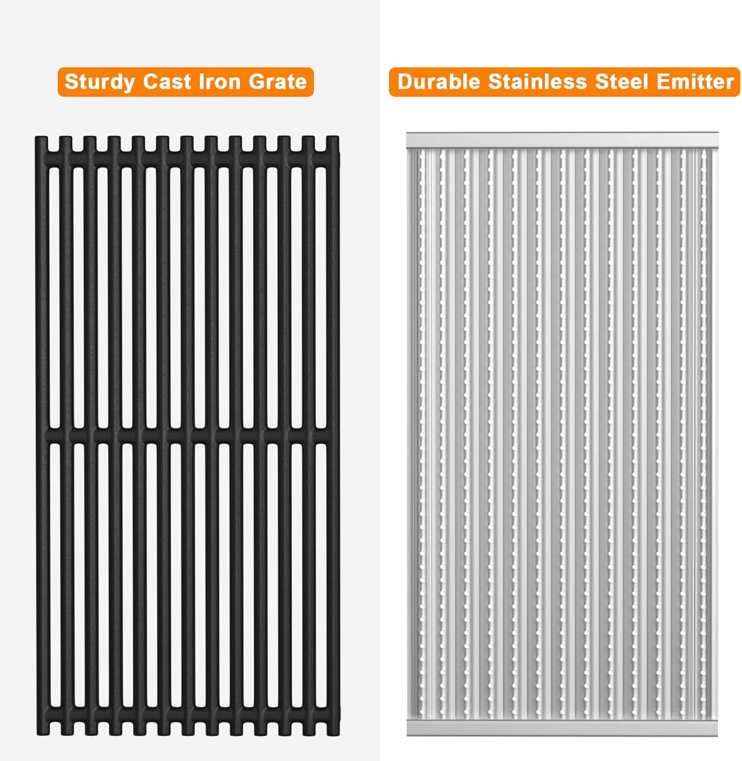 Cooking Grates and Emitter Plates Replacement Parts for Charbroil Commercial TRU-Infrared 4 Burner Grills 463242715 463242716 463276016 466242715 G533-0009-W1 G533-2200-W1 17" x 9 1/2" Grill Grid