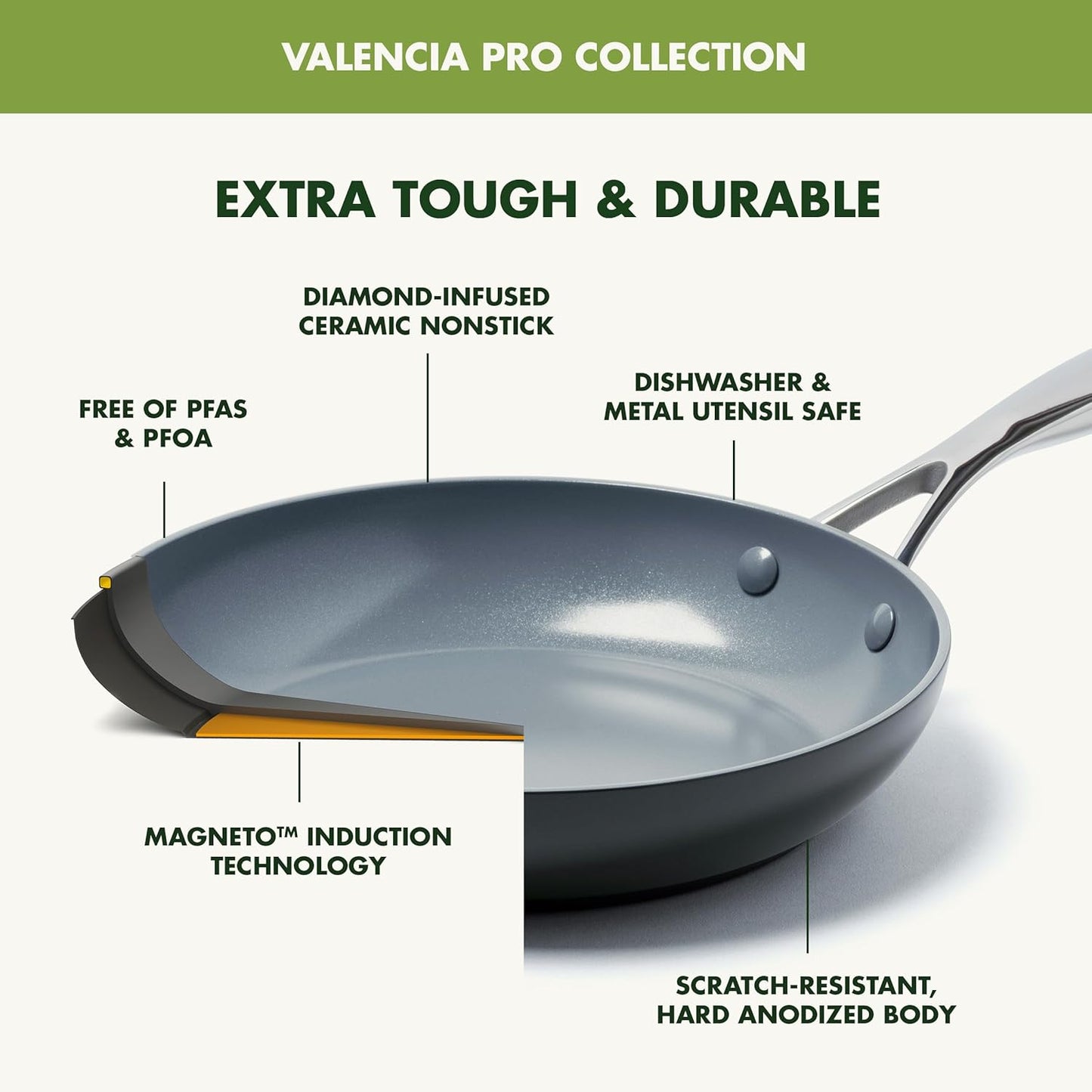 GreenPan Valencia Pro Hard Anodized Healthy Ceramic Nonstick 8QT Stock Pot with Lid, PFAS-Free, Induction, Dishwasher Safe, Oven Safe, Gray