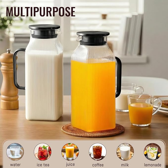 2 Pack 2 Liter/68 oz Square Glass Pitcher - Image 3