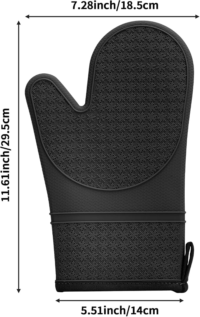 Hovico Silicone Oven Mitts, Heat Resistant 500F Kitchen Mitts 2PCS, 11.6" - Image 2