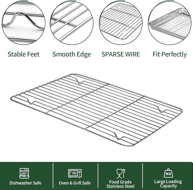 CEKEE Baking Sheet and Cooling Rack Set, Stainless Steel Cookie Sheet Baking - Image 4