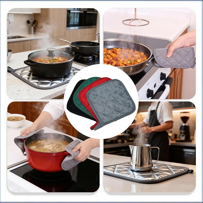 4 Pack Pot Holders for Kitchen Clearance Oven Potholders Sets for Kitchens Hot - Image 6
