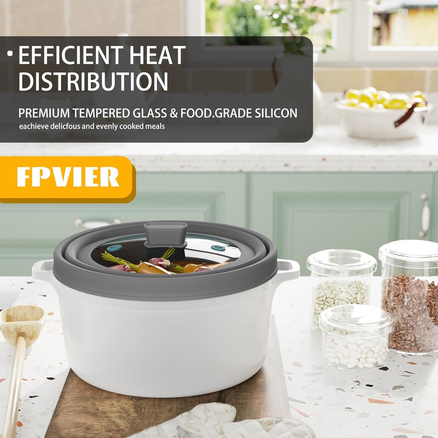 Microwave Splatter Cover, Vented Silicone and Glass Cover Splatter Guard Lid, Food Collapsible Plate Cover Lid with Easy Grip Handle. (Gray, 10.8 inch)