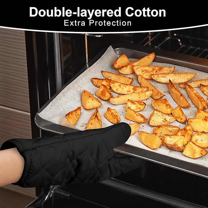 AUAUY 1 Pair Oven Mitts, Heat Resistant BBQ Gloves-Oven Mitts - Image 5
