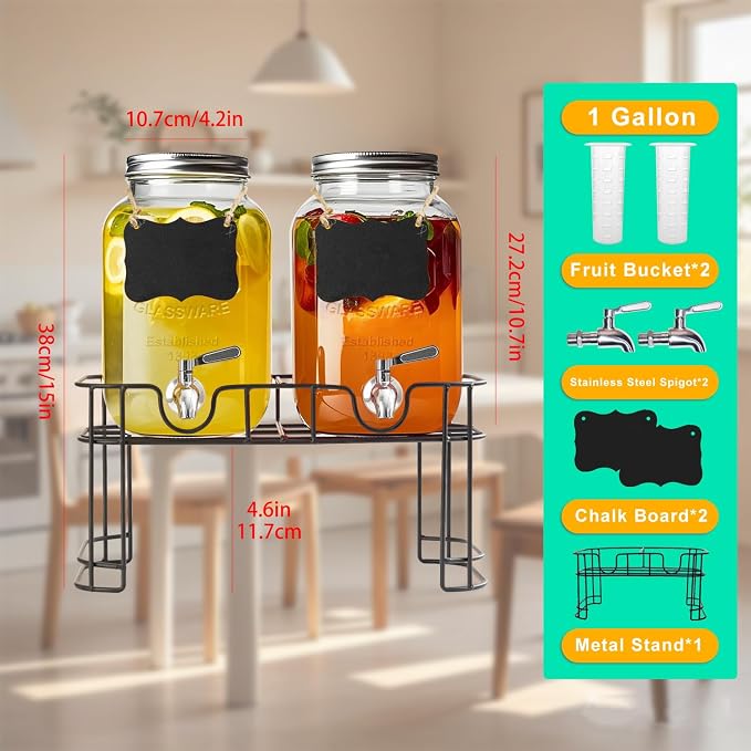 1 Gallon Glass Drink Dispenser - Image 4