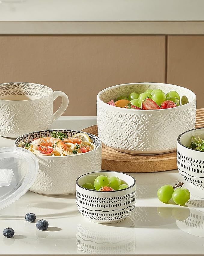 Metahom Ceramic Bowls with Lids Set of 2, Nesting Bowls - Image 5