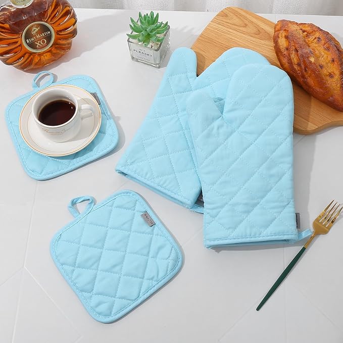 Oven Mitts and Pot Holders 4 pcs Set, High Heat Resistant 500 Degree Extra - Image 4