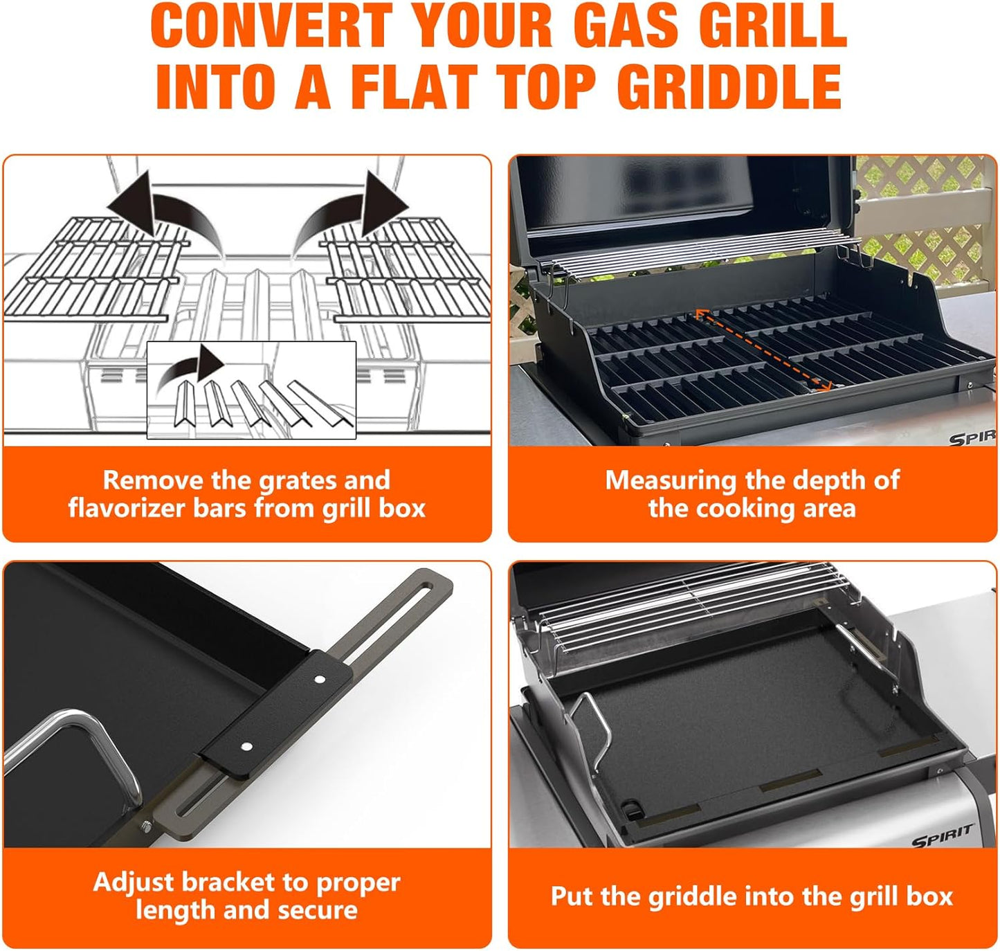 Stanbroil Full Size Griddle Insert for Most 2-Burner Gas Grill, Universal Flat Top Griddle for Weber, Royal Gourmet, Napoleon, Char-Broil, Cuisinart, Nexgrill, Dyna-Glo, Monument Grills and More