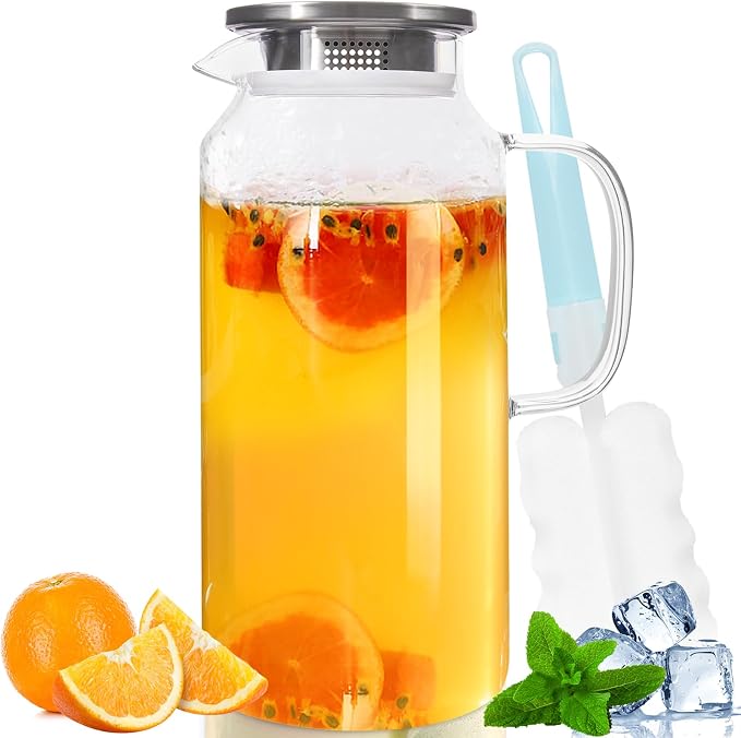 Yirilan Glass Pitcher, 2 Liter Water Pitcher by Yirilan