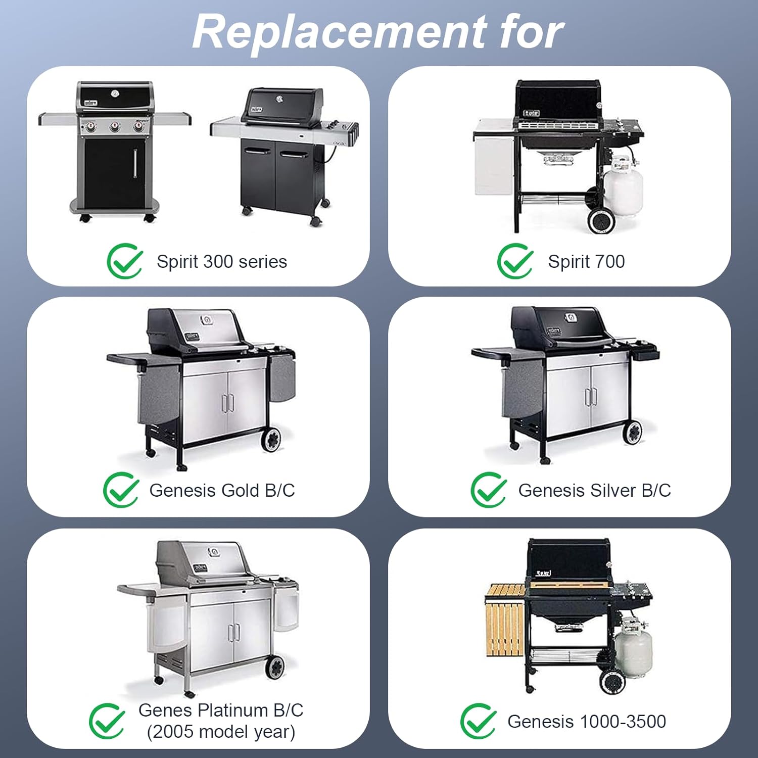 Grill Parts for Weber Spirit e310, 17.5" Grill Grates for Weber Spirit 300 and Spirit II 300, Spirit E/S310 E/S315 320 330 SP320, Spirit 700, Genesis 1000-3500, Gold & Silver B/C Gas Grill, 7638 7639