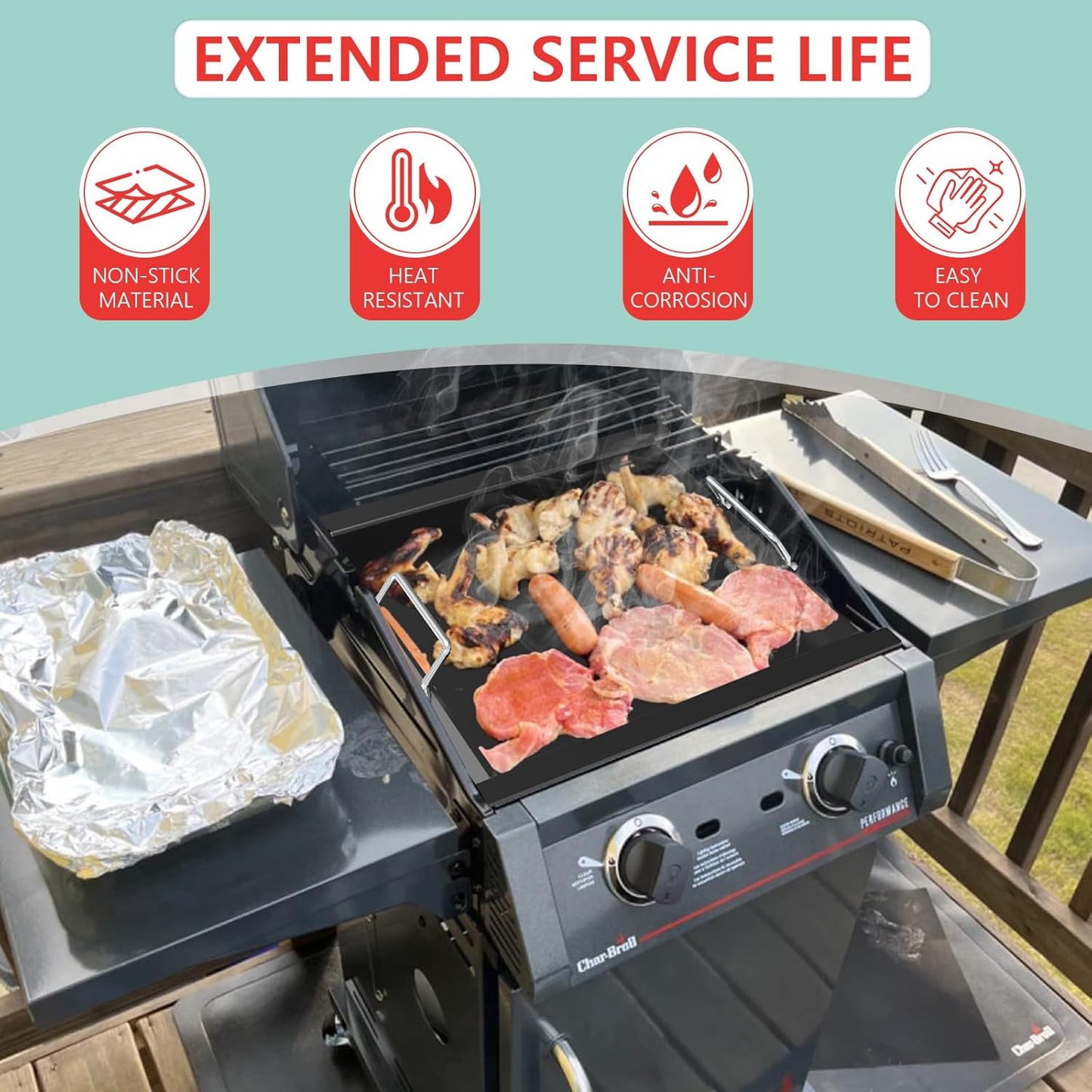 463630021 Griddle Insert for Charbroil Performance 2-Burner Grill 463660021 463660421 463630422 463655021 463655621,Non-stick Flat Top Griddle Plate Replacement for Charbroil G426-0004-W1 G426-0005-W1