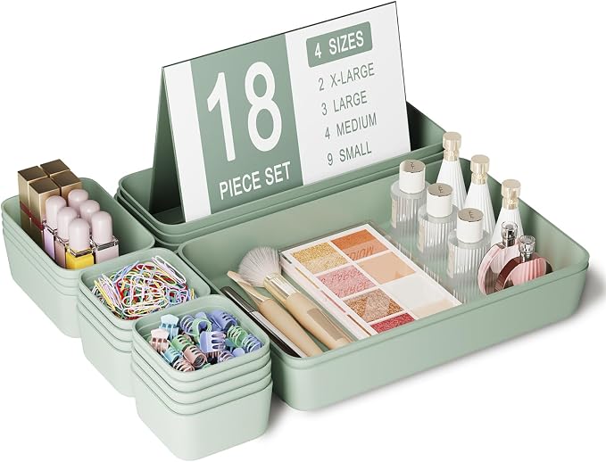 Plastic Drawer Organizers, Bathroom and Vanity Organizer Plastic Tray, Makeup by Homhut