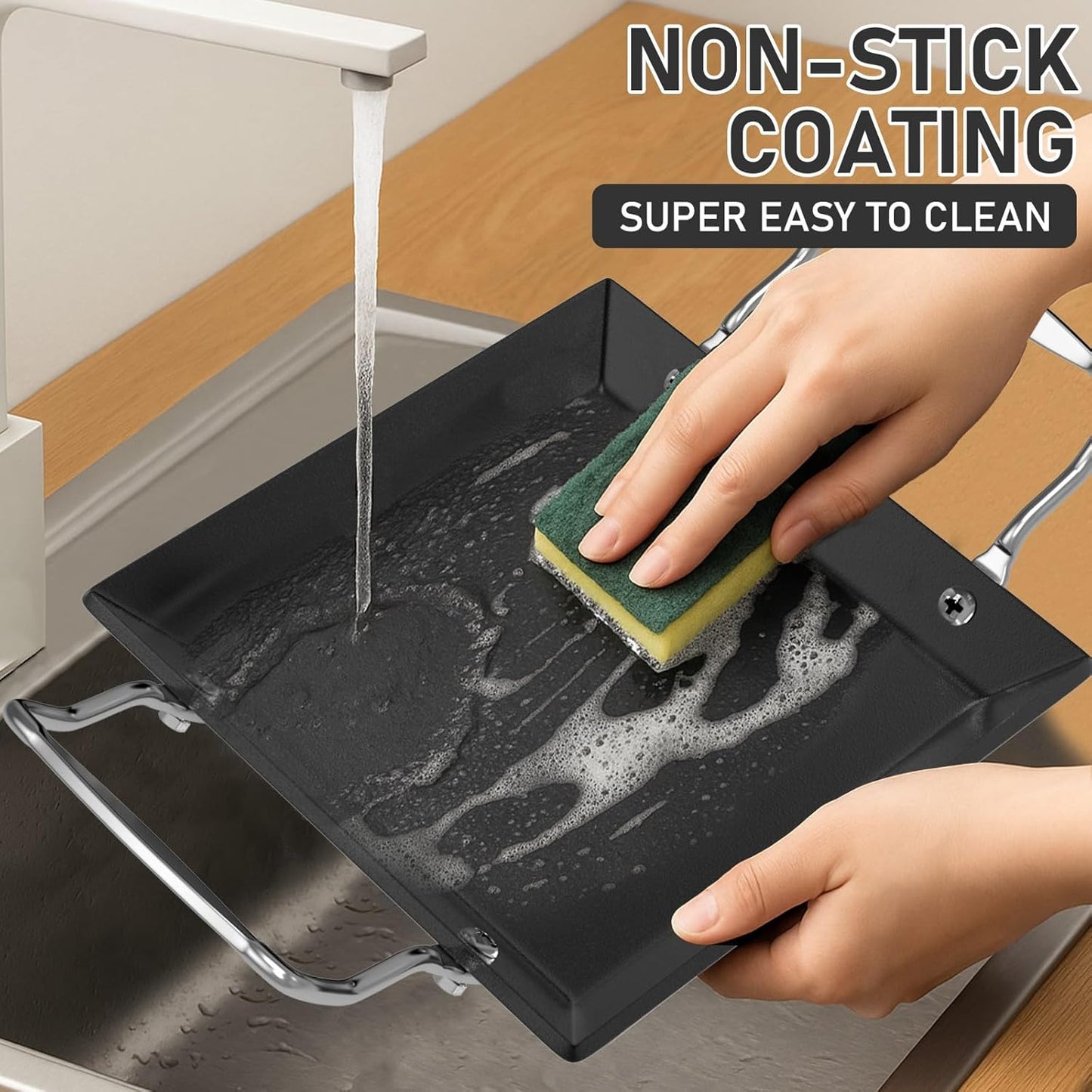 Utheer Upgraded Nonstick Cast Iron Griddle for Gas Grill – 15.8"x8.6" One Burner Griddle Flat Top Grill Plate for Gas/Electric/Charcoal, Easy to Clean, Lightweight & Durable, for Stovetop, Camping BBQ