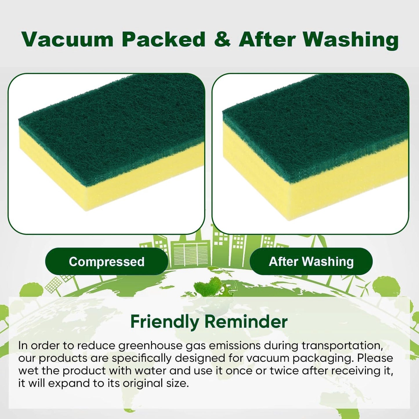 HOMEXCEL Heavy Duty Scrub Sponges Kitchen 60 Count, Extra-Large Sponges for Cleaning Kitchen and Household, Dish Scrubber for Washing Dishes, Pots and Pans