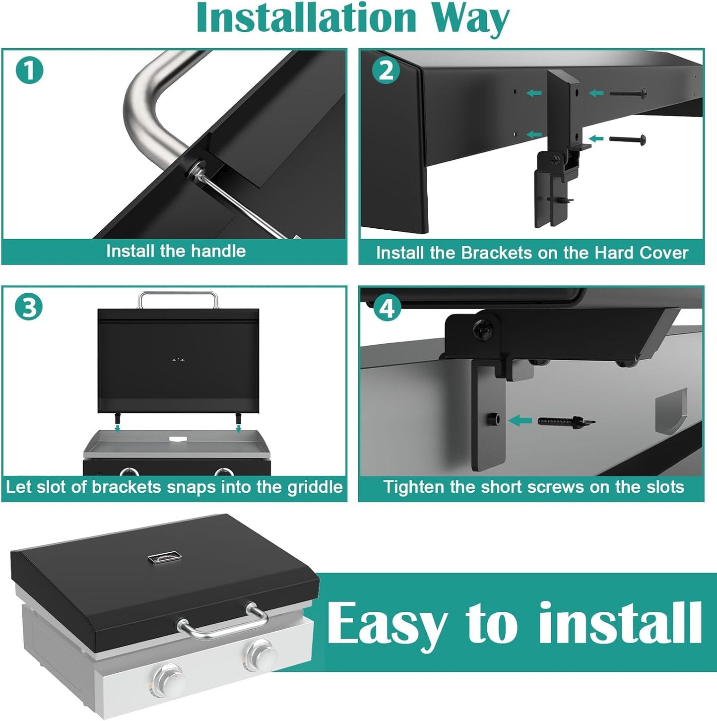 Upgraded Griddle Hinged Lid for 22" Blackstone 1666 1813 1833 1842 2144 1891 2203 2304 2271 1935 and More, Hard Cover Hood with Thermometer for Blackstone 22 Inch Griddle Accessories
