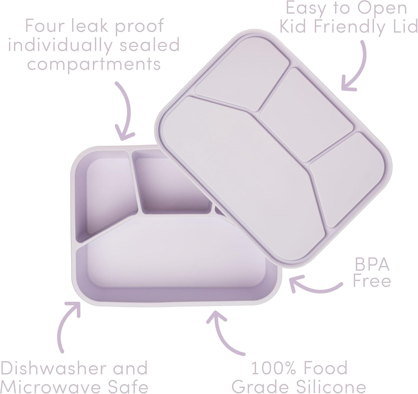 Ullabelle Leak Proof Bento Box Food-Grade Silicone Bento, BPA, Phthalate, Lead, & PVC Free - Bento Lunch Box for Daycare, Kids, & Adults - Leak Resistant Sets With Lids Snack Box Container (Beige 4)