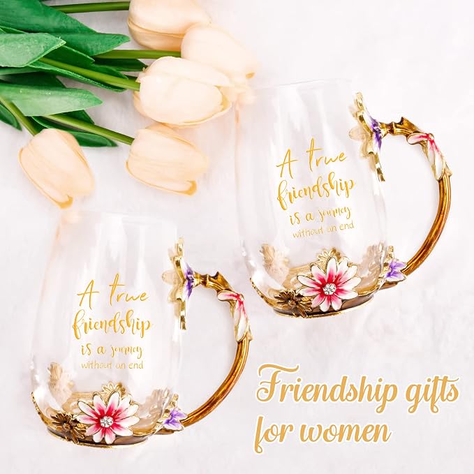 OEAGO Friendship Gifts for Women Best Tea Cup Friend Gifts for Women Flower - Image 5