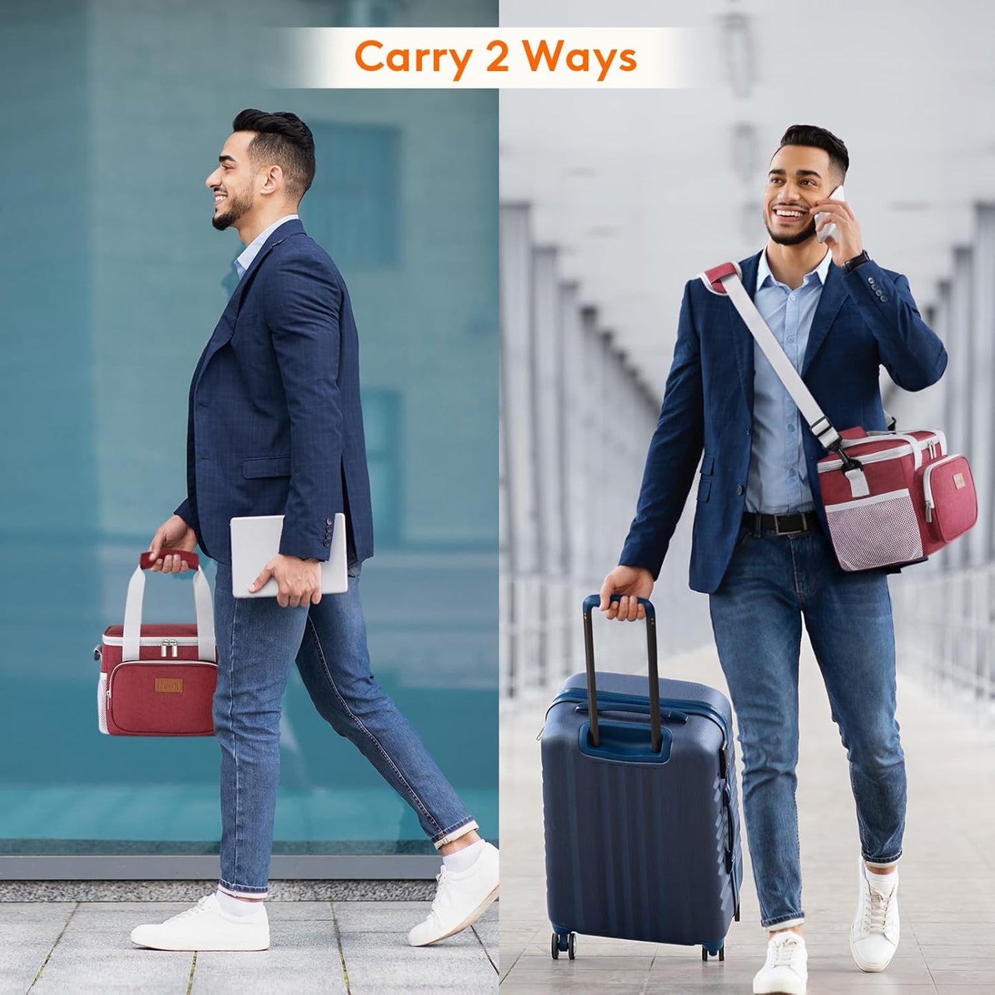 Lifewit Medium Lunch Bag Insulated Lunch Box Soft Cooler Cooling Tote for Adult Men Women, White and Red12-Can (9L)