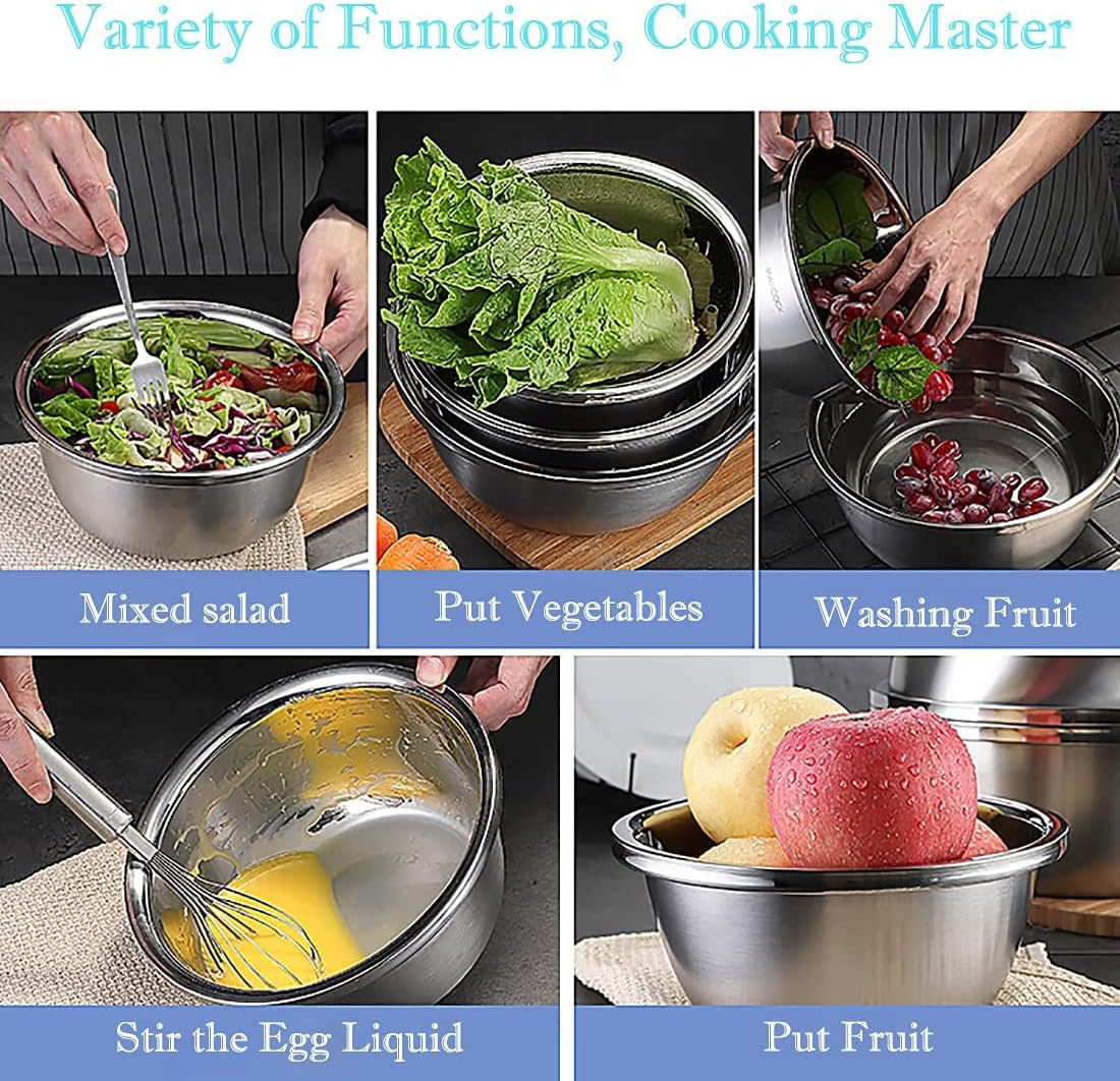 meleg otthon Stainless Steel Mixing Bowls, 13.5QT Metal Bowls, Salad Bowl, Heavy Duty Deeper Edge Mirror Finish Dishwasher Safe Bowl(14.17'' diameter x 5.35''high)