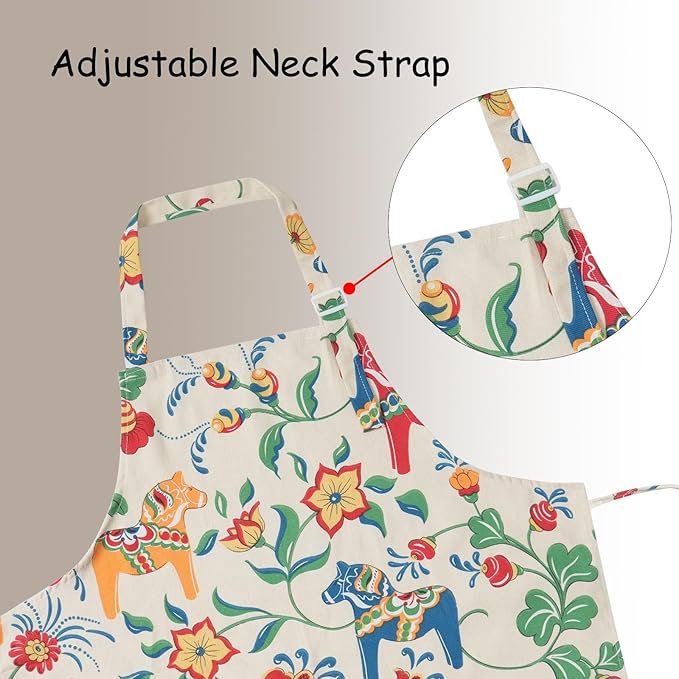 DILLMAN Aprons for Women with Pockets Cotton Linen Cooking Kitchen Baking Soft - Image 7