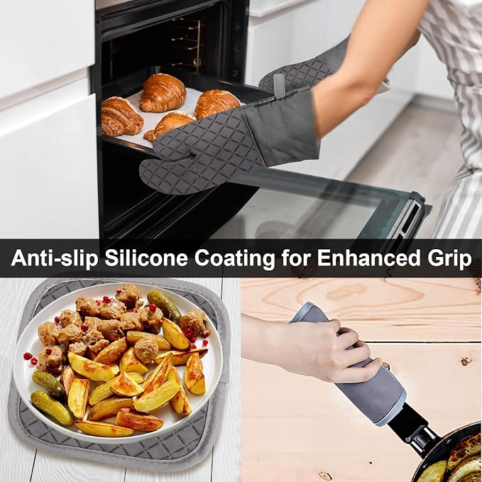 Oven Mitts and Pot Holders 8pcs Set, Cotton Oven Glove - Image 5