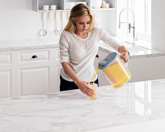 Tribello Pitcher with Lid 1 Gallon, Slim Clear Plastic Water Pitcher with - Image 4
