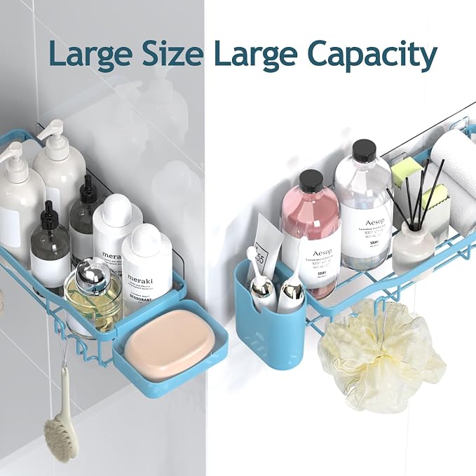 NESOMI Shower Caddy Adhesive Shower Organizer 8-Pack, Rustproof Stainless Steel - Image 9