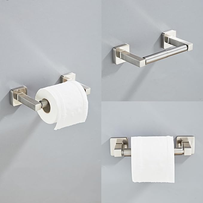 Brushed Nickel Bathroom Hardware Set 4 Pieces, Towel Bar Set Stainless Steel - Image 3