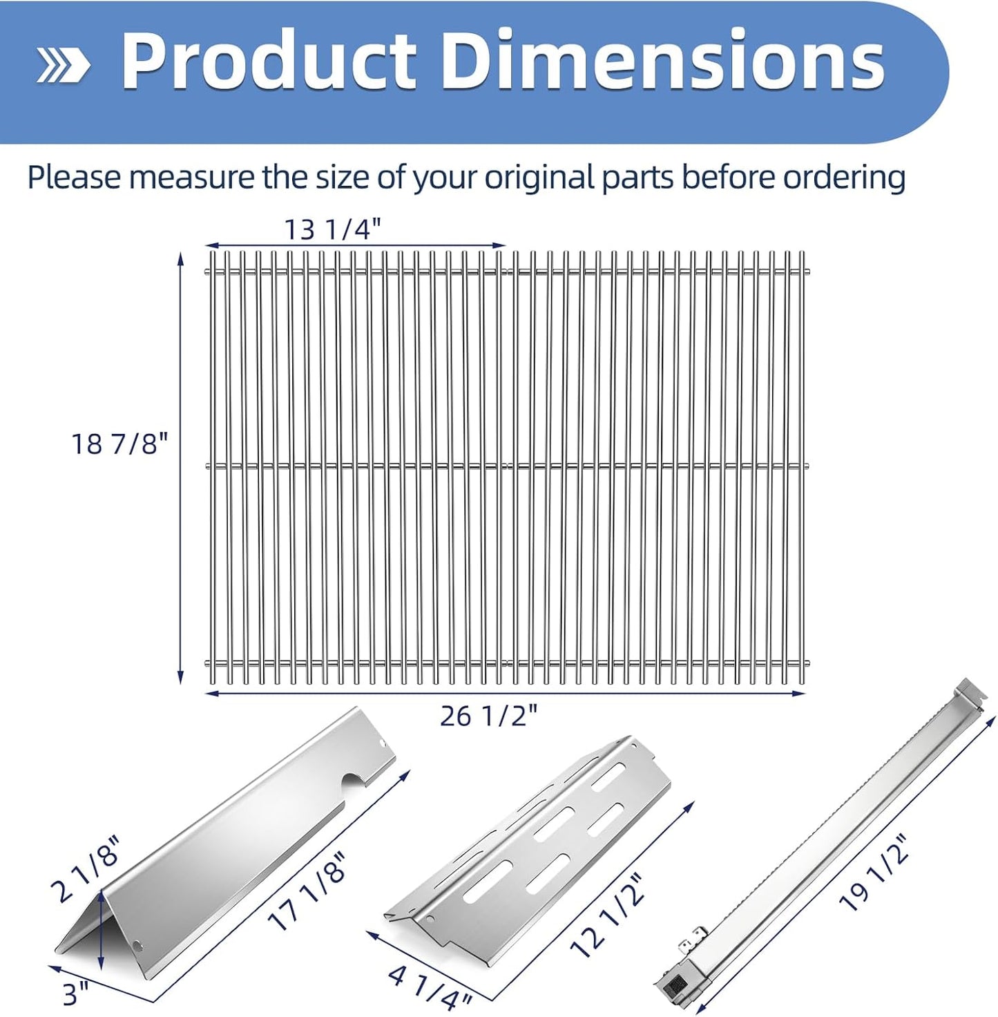 Stainless Steel 66095 Grill Grates 66032 Flavorizer Bars for Weber Genesis 2 Grill Parts 66795 Heat Deflector 3pcs Burner Tubes for Weber Genesis ii E310 E330 S330 S335 GS4 Replacement Parts