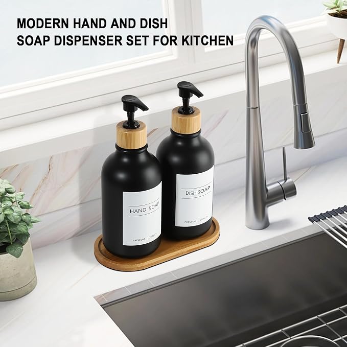 KASUNTING Hand and Dish Soap Dispenser Set, Plastic Kitchen Soap Dispenser Set - Image 6