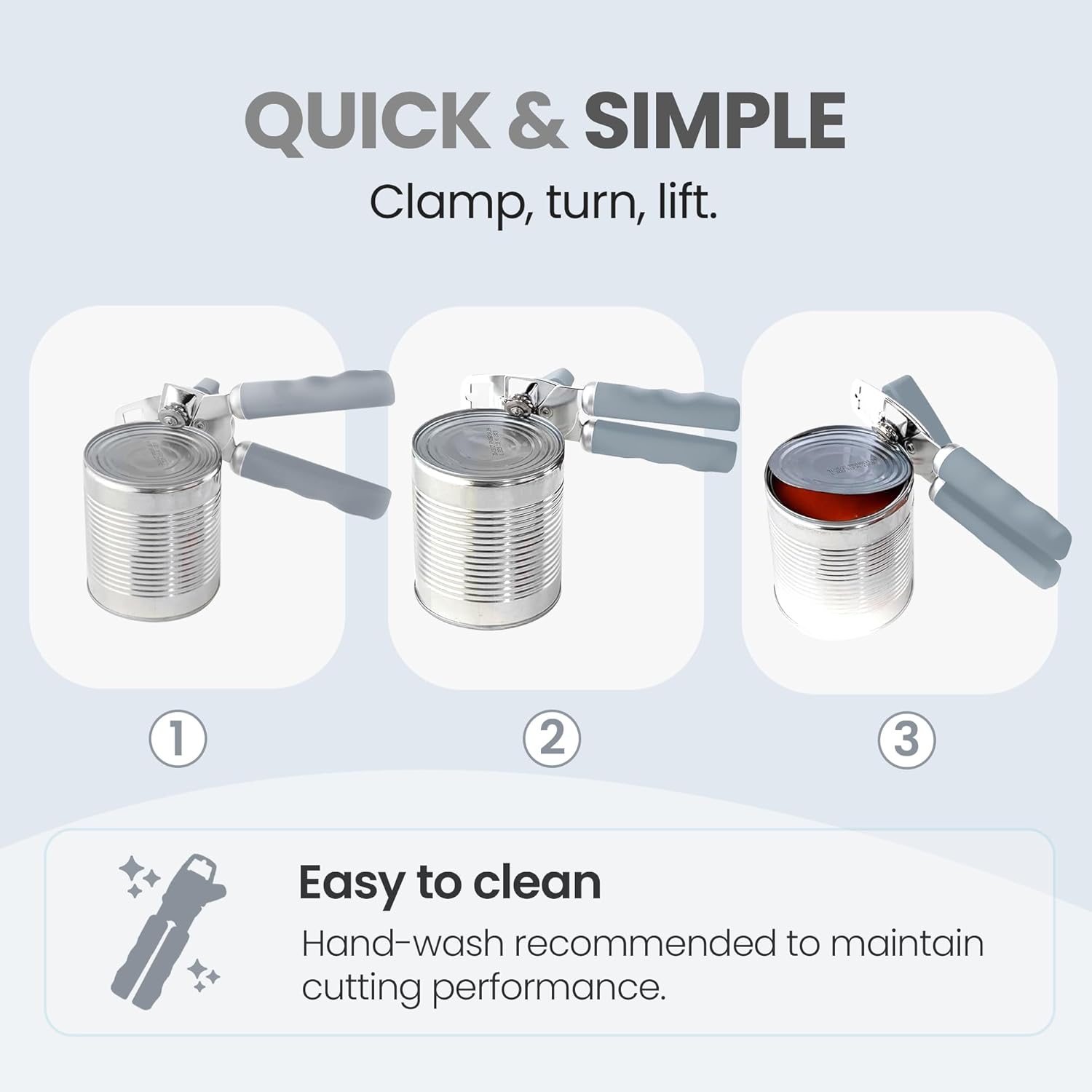 Zulay Kitchen Heavy Duty Stainless Steel Can Opener Manual with Bottle Opener - Rust Proof Manual Can Opener With Turn Knob & Soft Grip Handles