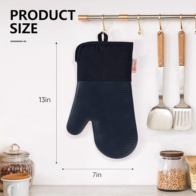 YUTAT Silicone Oven Mitts, High Heat Resistant Up to 500 Degrees, Waterproof - Image 4