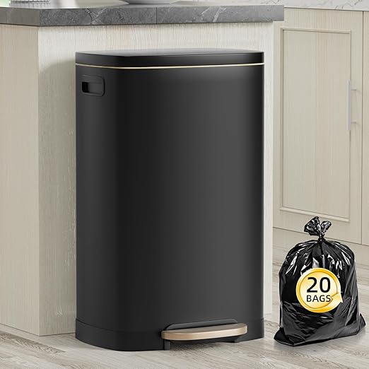 KdbK 13 Gallon Trash Can with Lid, 50L Fingerprint Proof Stainless Steel by trashcan