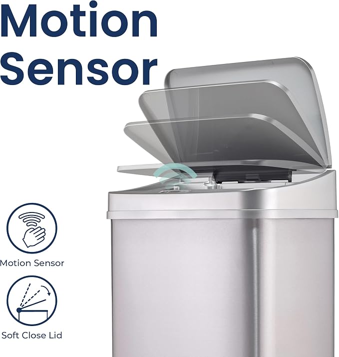 Ninestars 13 Gallon Automatic Trash Can, 50L Touchless Motion Sensor Garbage Can - Image 2
