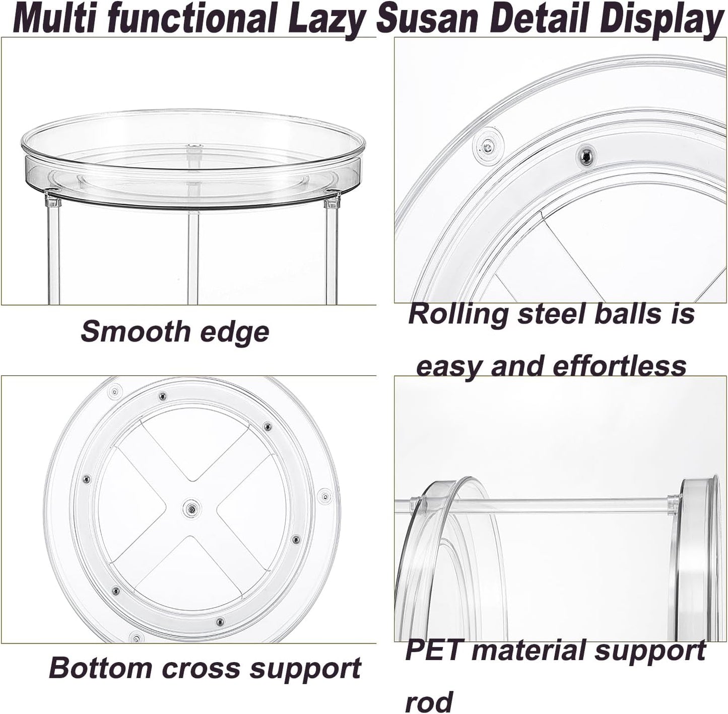 2 Pack Clear Lazy Susan Turntable Organizer, 9.25Inch 360 Rotating Makeup Organizer for Vanity, Desktop Cosmetics Display Cabinet and Perfume Organizer for Small Spaces in Kitchen, Bathroom, Dorm