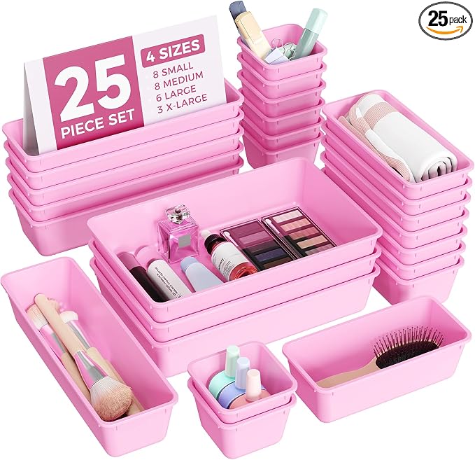 BiuLeon 25 PCS Plastic Drawer Organizers Set, 4-Sizes Vanity and Makeup by Unknown
