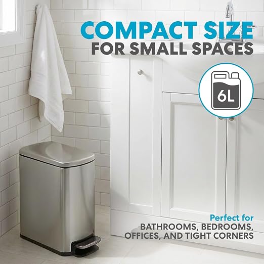 SIMPLI-Magic 6L/1.6G Stainless Steel Bathroom Trash Can - Image 2
