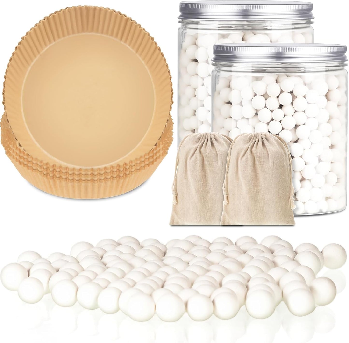 2 Pack White 2 lb Pie Weights for Baking Crust Ceramic Weights Blind Baking Beads with 50 Pcs Disposable Parchment Paper Pie Liner Fit 8,9,10 Inch Dish