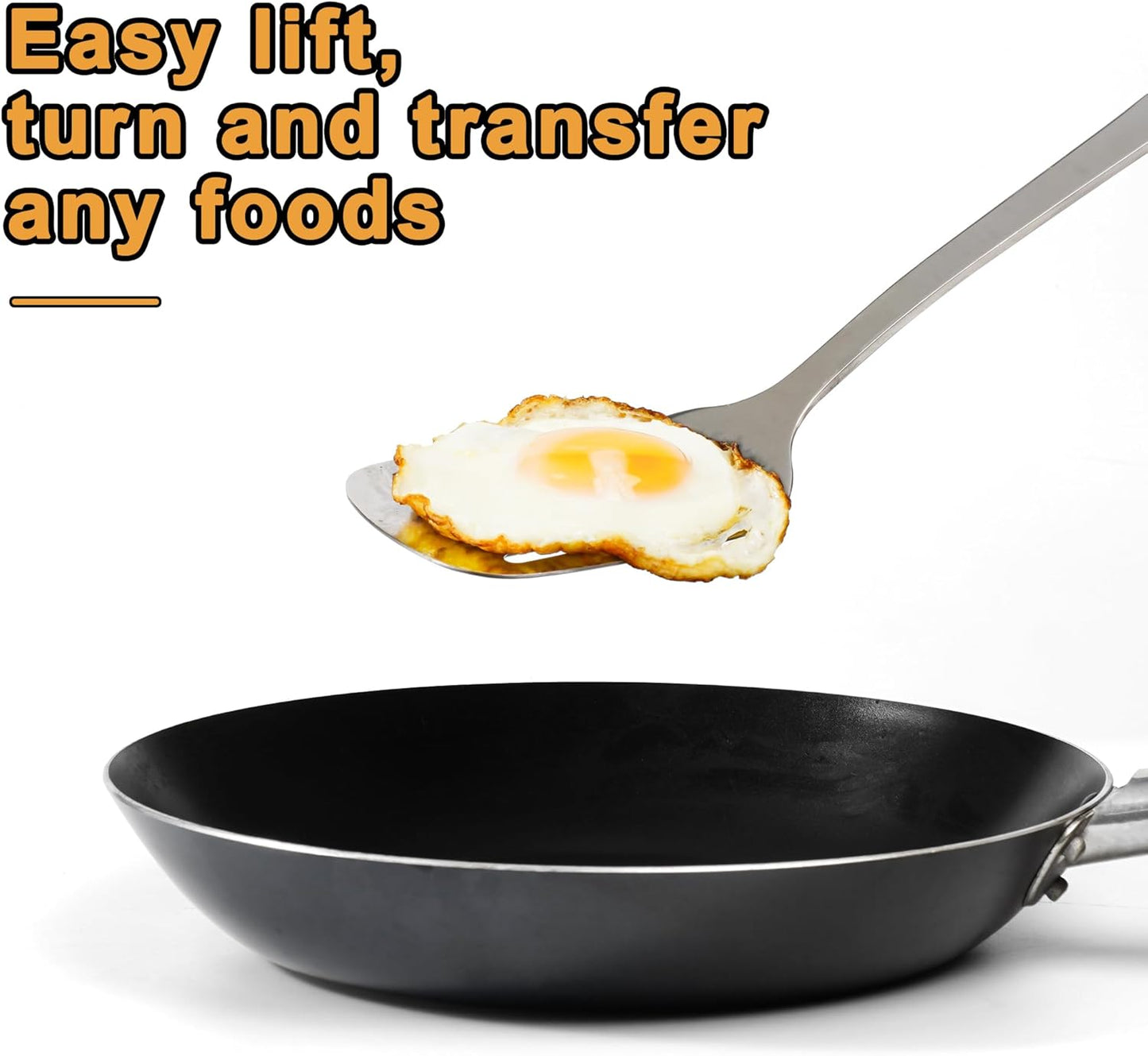 FJNATINH Stainless Steel Wok Spatula,Ladle,Skimmer Ladle Tool Set,Mirror Polished Cooking Utensils with Wooden Handle,Easy to Clean Wok Accessories,Sliver 3 PCS