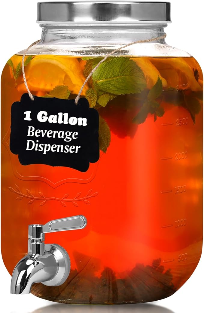 Moretoes 1 Gallon Glass Drinks Dispenser by Moretoes